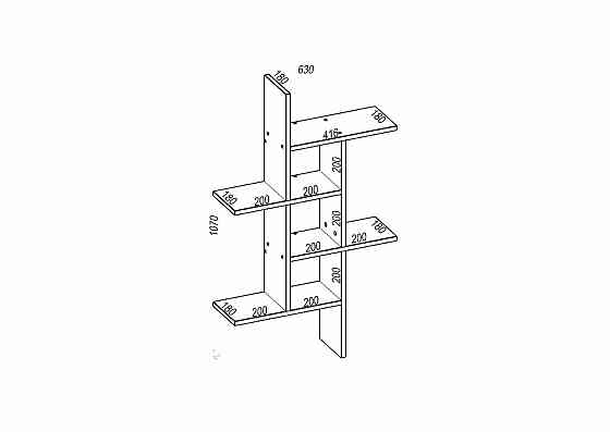 Полиця навісна ПН-7, Антрацит, 630/180/1070 Львів