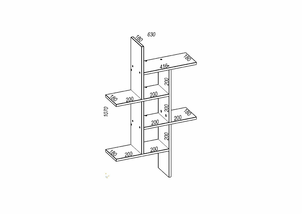 Полиця навісна ПН-7, Антрацит, 630/180/1070 Львів - фото 2
