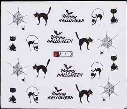 Наклейки на ногти Хэллоуин с котами 5 на 6 см черный Киев