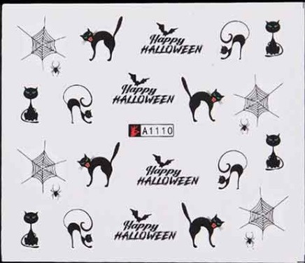 Наклейки на ногти Хэллоуин с котами 5 на 6 см черный Киев - изображение 1