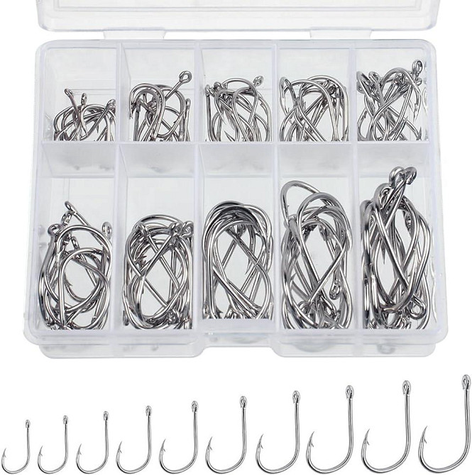 Набір риболовних гачків 100 шт, сріблясті Київ - фото 1