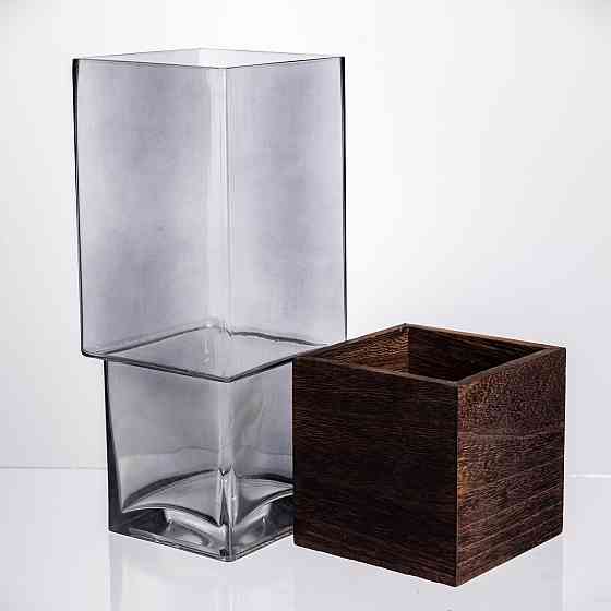 Ваза для квітів кругла скляна, декоративна прозора ваза з товстого скла HP-19-160-5 Київ