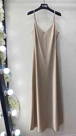 Жіноче мідіплаття-комбінація на тонких бретелях шовк Беж Одеса