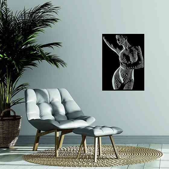 Декоративне настінне Панно «Жіноче тіло», Декор на стіну 70*51 см, Чорний Київ