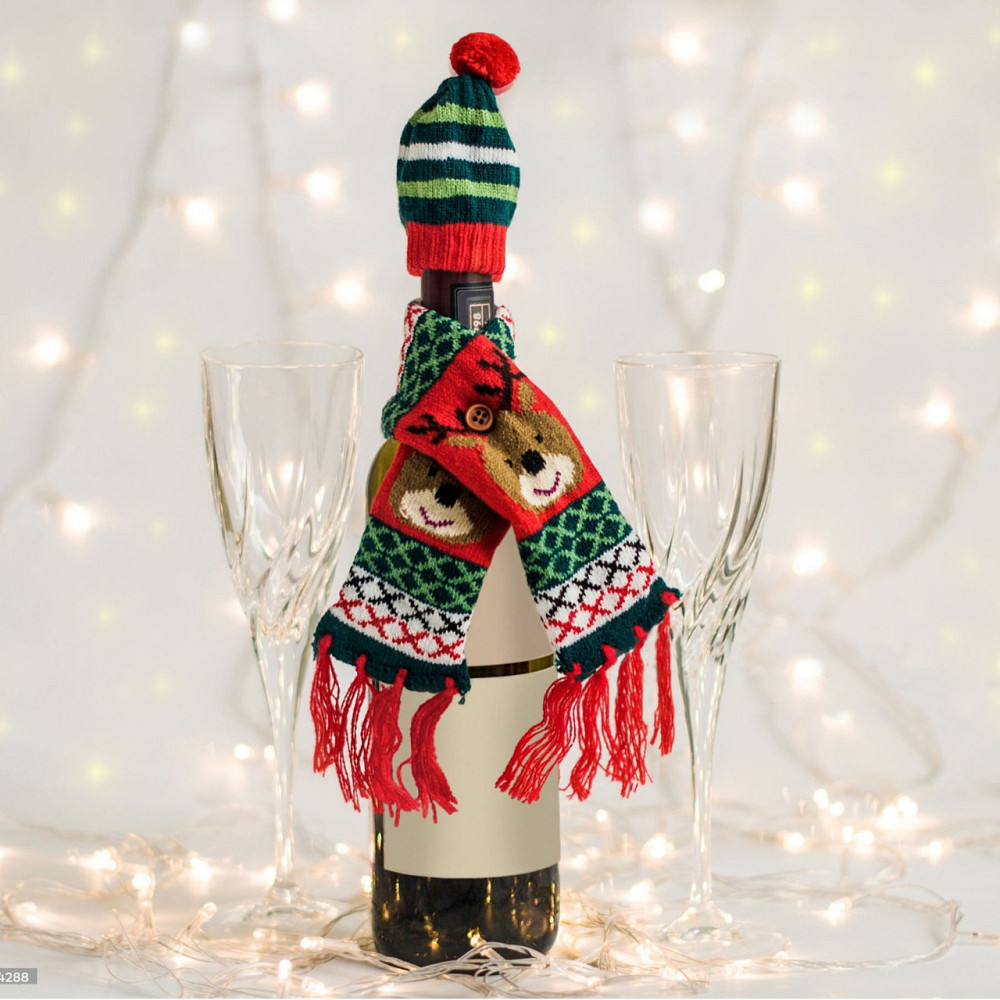 Декор на бутылку новогодний Шапка и шарф one size разноцветный Киев - изображение 3