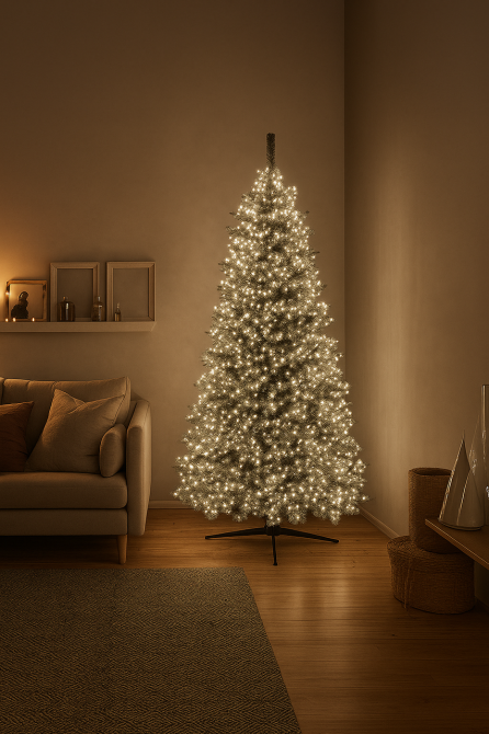 Новорічна гірлянда Хвойна лапа 100 м 3000 LED білий провід Біле сяйво D3000L100MWW Київ - фото 2