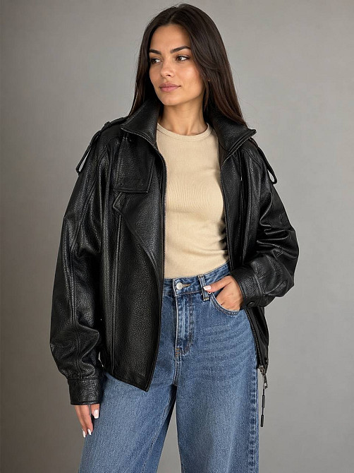 Куртка женская Lady Yep 30581 из экокожи косуха оверсайз черная, черный, S Киев - изображение 6
