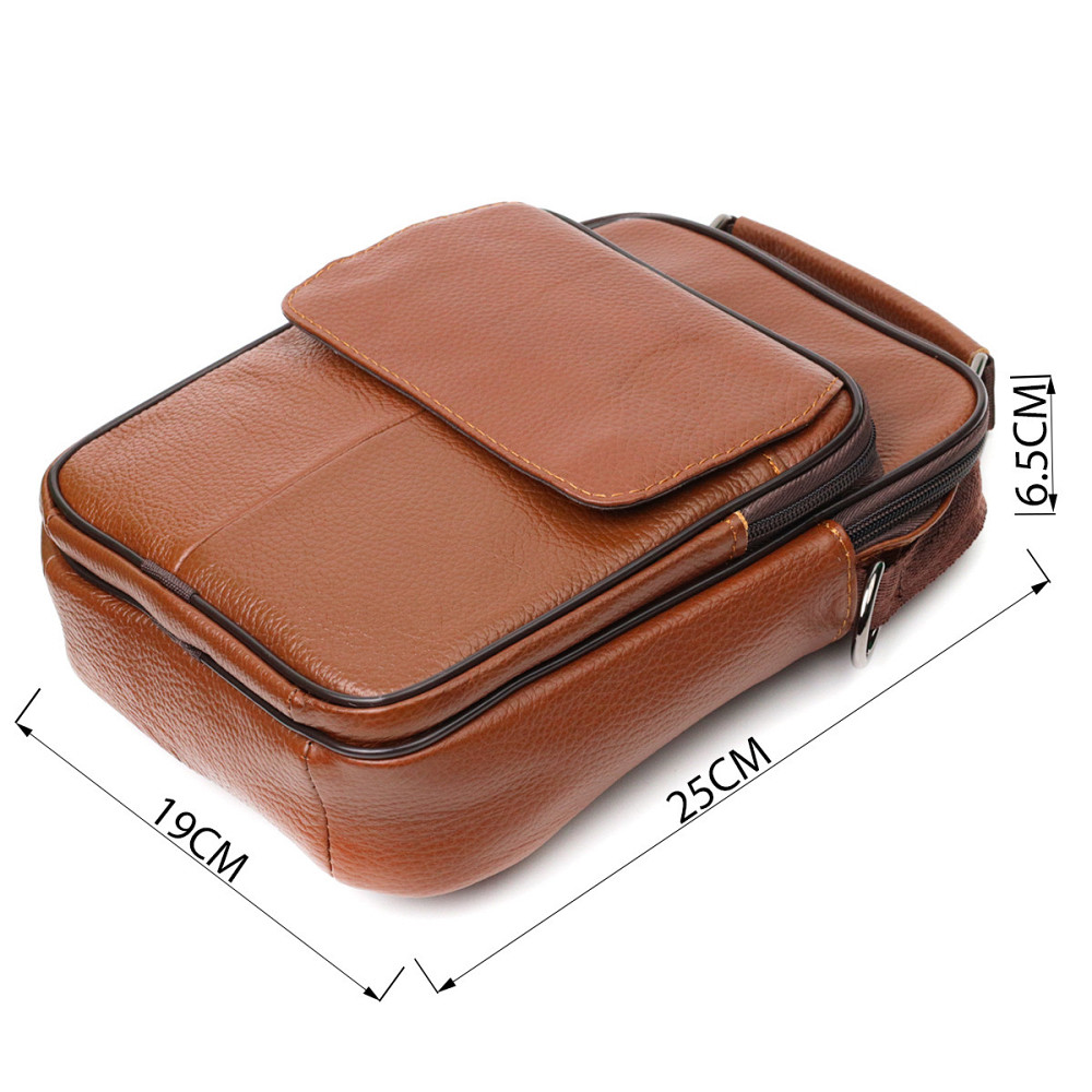 Удобный мужской мессенджер из натуральной кожи Светло-коричневый (Vintage) Киев - изображение 7