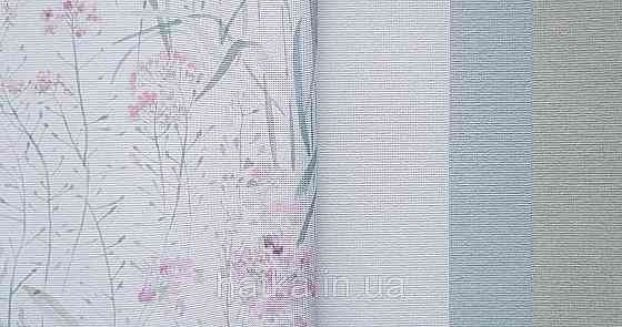 Шпалери вінілові на флізеліні Grandeco Universe метрові прованс квіти листя рожеві червоні бірюзи на білому Київ