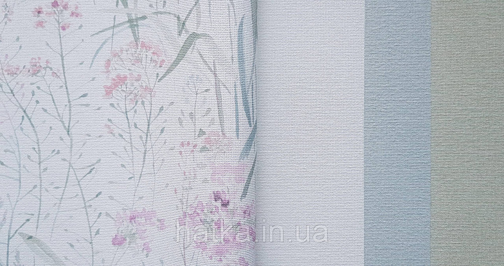 Шпалери вінілові на флізеліні Grandeco Universe метрові прованс квіти листя рожеві червоні бірюзи на білому Київ - фото 3