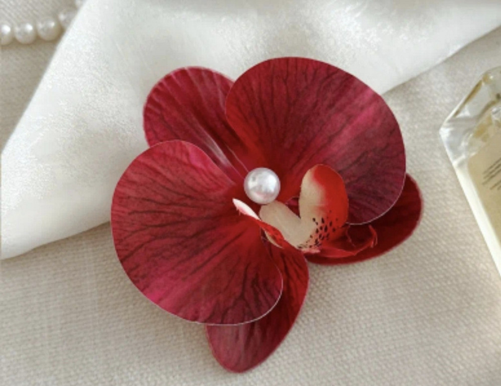 Затискач для волосся Орхідея Червоний Сміла - фото 8