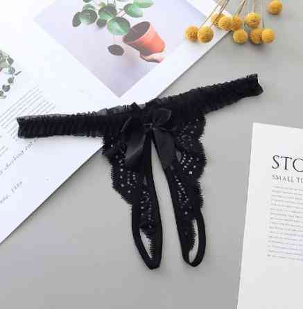 Еротичні чорні трусики жіночі з розрізом - розмір універсальний, (на резинці, тянуться) Київ