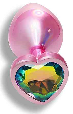 Анальна пробка з кристалом EGZO - Pink Perl Heart Plug Rainbow, size S Sex Aura Київ