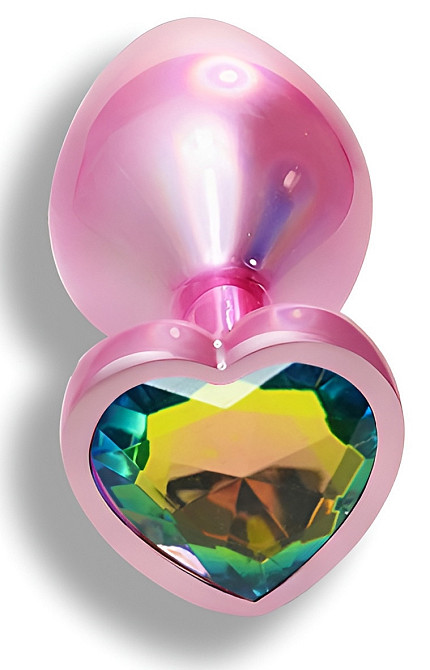 Анальна пробка з кристалом EGZO - Pink Perl Heart Plug Rainbow, size S Sex Aura Київ - фото 2