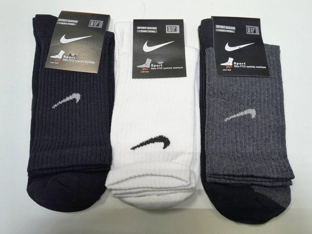Набор мужских высоких хлопковых носков 3 шт в уп (Черный, Белый, Серый)  Nike 3 36-40 Киев - изображение 4