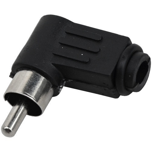 Штекер RCA под шнур, угловой, корпус пластик, чёпный Полтава - фото 1