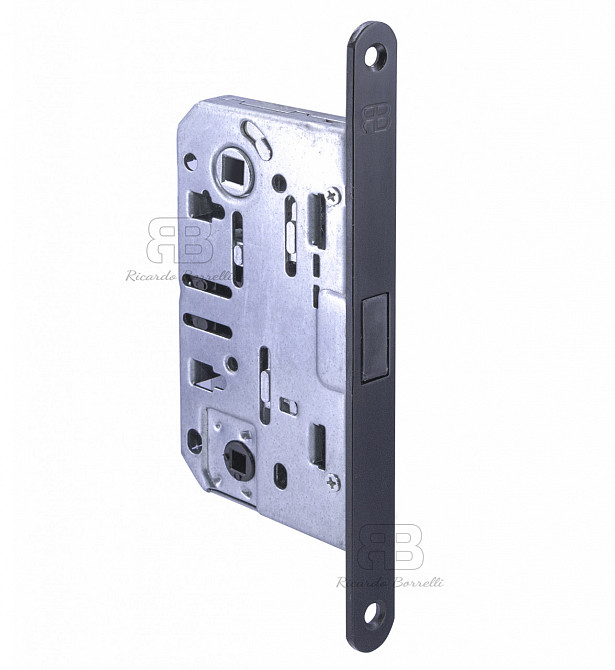 Замок магнітний для міжкімнатних дверей під фіксатор Ricardo Borelli WC 96 мм з відповідною планкою MB матовий чорний Київ - фото 1