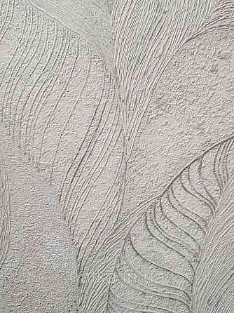 Обои виниловые на флизелине метровые Sintra Edelina абстракция волны листья 3д белые серые серебро Киев