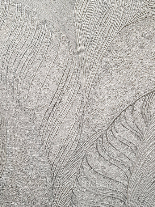 Обои виниловые на флизелине метровые Sintra Edelina абстракция волны листья 3д белые серые серебро Киев - изображение 2