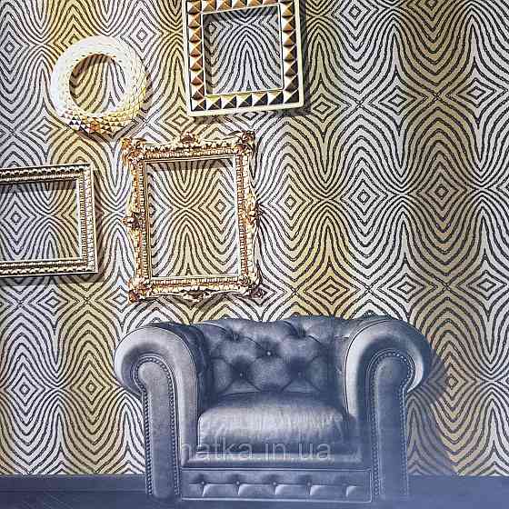 Шпалери метрові вінілові на флізелін 24 Carati Cristiana Masi абстракція смуги чорні хвилі на піщаному 3д Київ