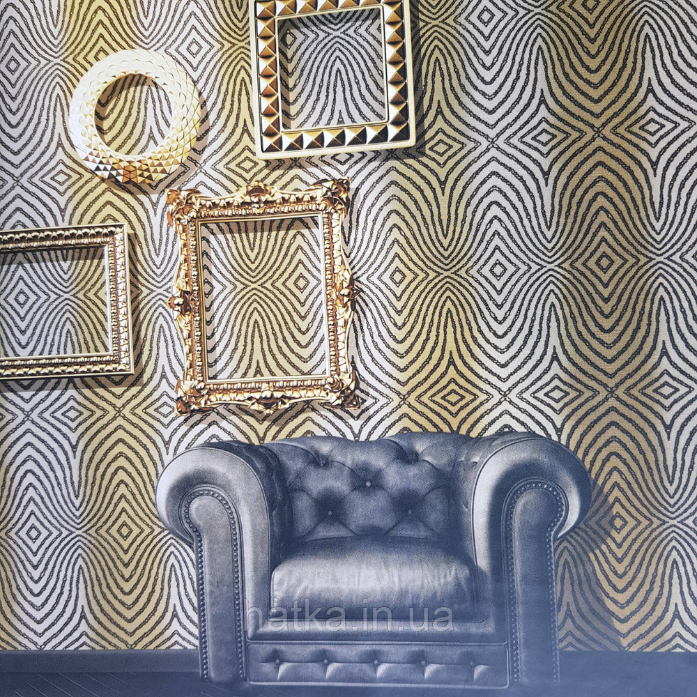 Шпалери метрові вінілові на флізелін 24 Carati Cristiana Masi абстракція смуги чорні хвилі на піщаному 3д Київ - фото 1