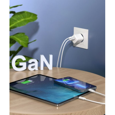 Зарядное устройство Choetech GaN USB-A/USB-C 33W QC3.0/PD/PPS (PD5006-EU-WH) Винница - изображение 7