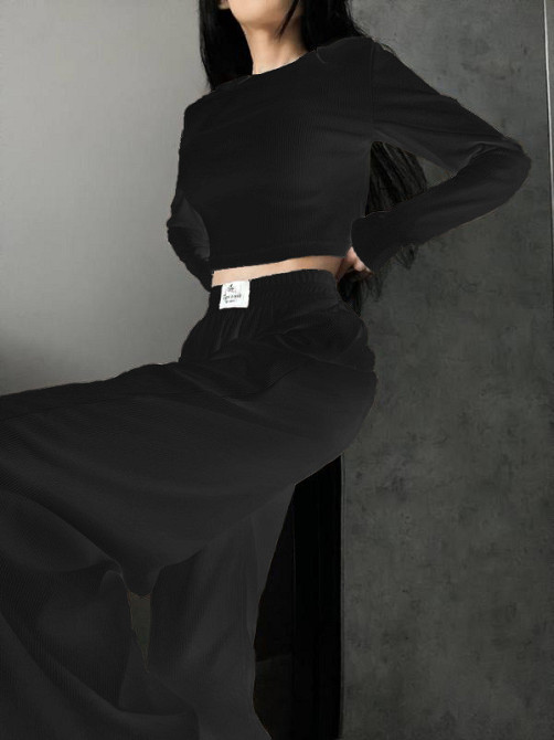 Жіночий костюм штани з лонгслівом Чорний 42/44 Харків - фото 1