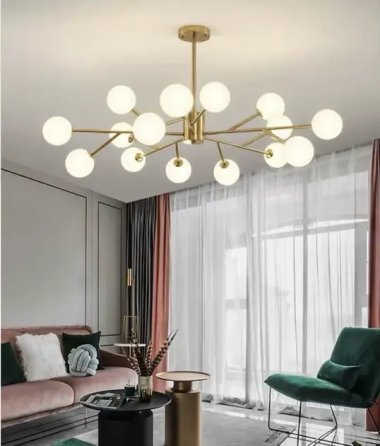 Светодиодная люстра Снежинка 8615 (Золотистая) на 12 плафонов Винница