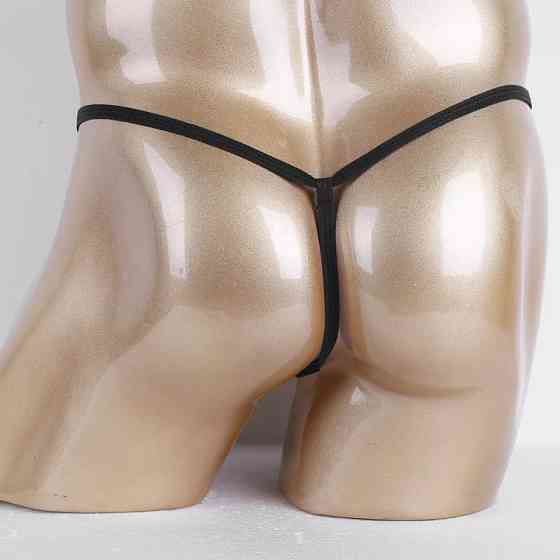 Мужские трусы стринги с кольцом универсальный черный Киев