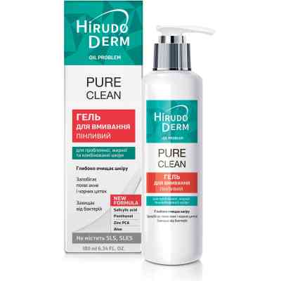 Гель для вмивання Біокон Hirudo Derm Oil Problem Pure Clean 180 мл (4820008318695) Вінниця