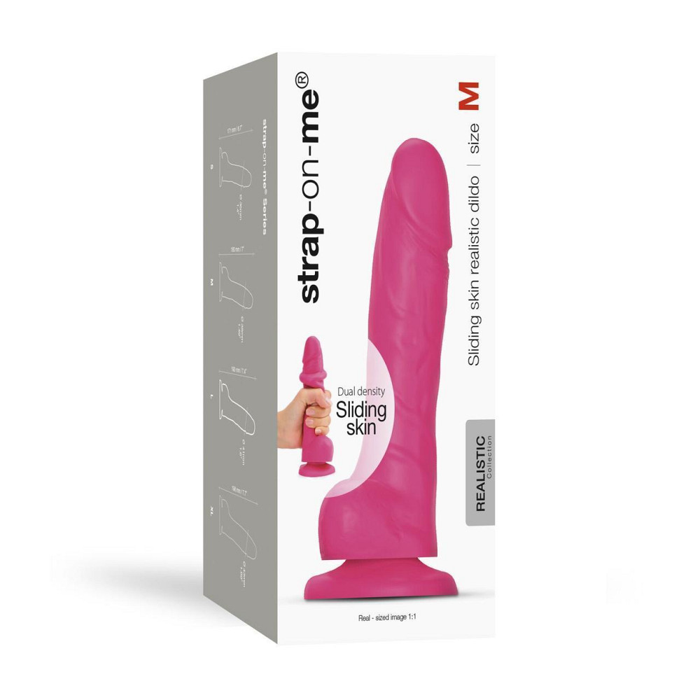 Реалистичный фаллоимитатор Strap-On-Me Sliding Skin Realistic Dildo Fuchsia M, эффект подвижной кожи Sex Aura Киев - изображение 8