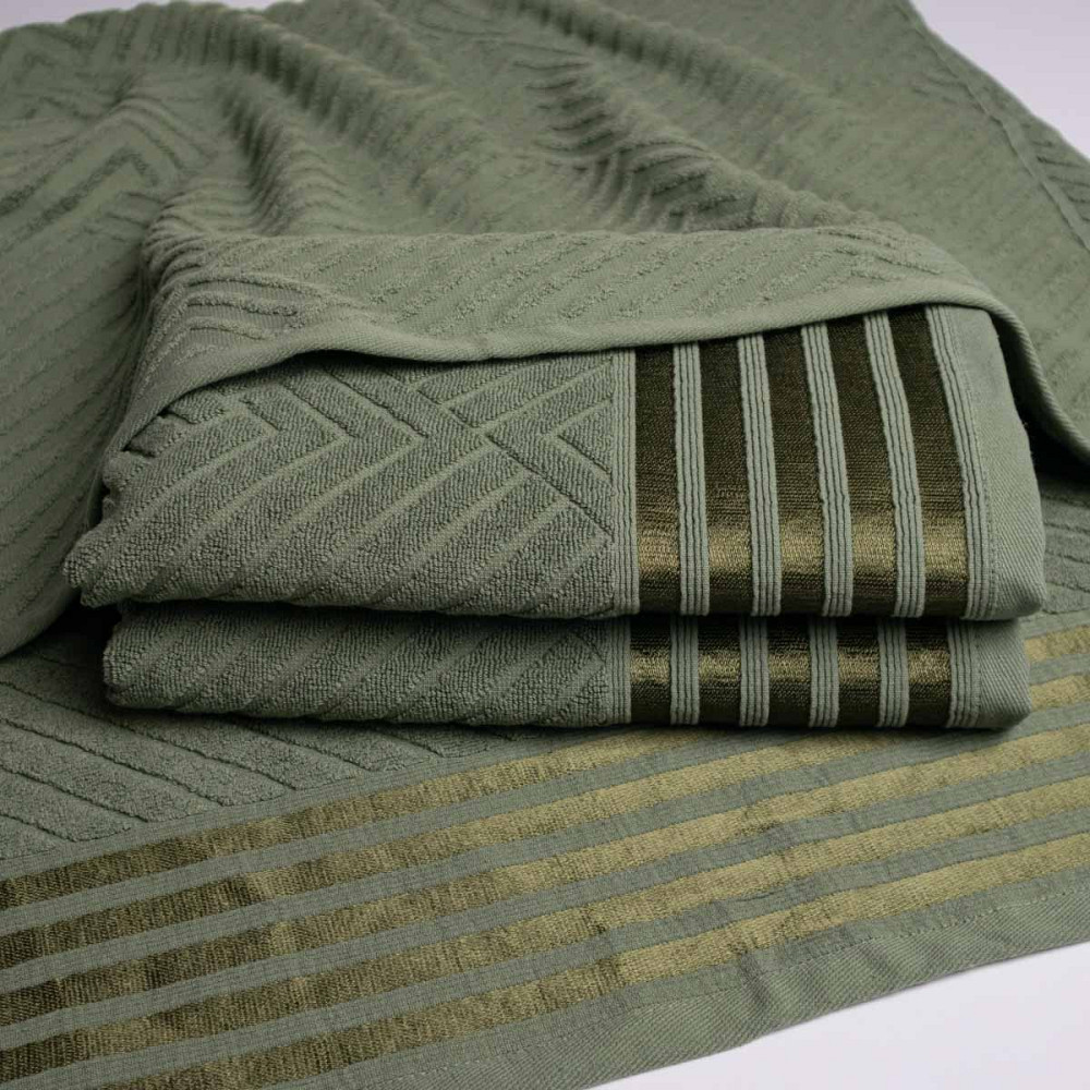 Набор махровых полотенец SOFT 3шт GM Textile 40х70см, 50х90см, 70х140см 500г/м2 (Хаки) Сумы - изображение 2