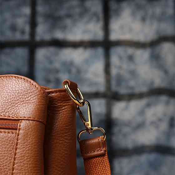 Жіноча сумка на три відділення з натуральної шкіри Рудий (Vintage) Київ