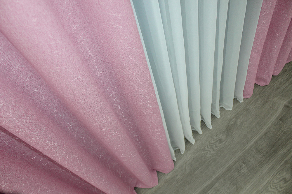 Комплект готових штор VR-Textil Льон № 1345ш Рожевий 150х270 см 2 шт (33-0296) Київ - фото 7