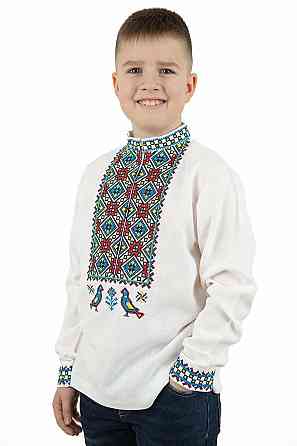 Вишиванка для хлопчиків 164 р , лляна, біла, велика вишивка Київ