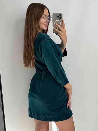 Халат жіночий плюш велюр під пояс Смарагд XL Харків