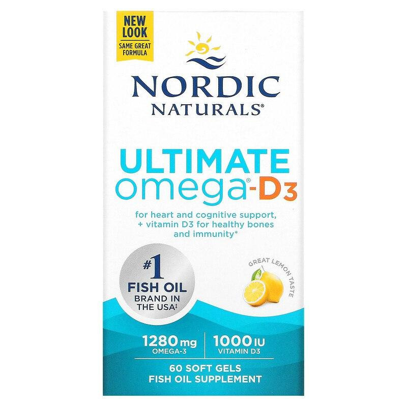 Рыбий жир + Д3 Nordic Naturals Ultimate Omega-D3 1000 мг 60 капсул Лимон Киев - изображение 2