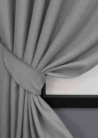 Комплект коротких штор VR-Textil Льон-блекаут № 1397ш Сірий 130х170см 2 шт (35-0166) Київ