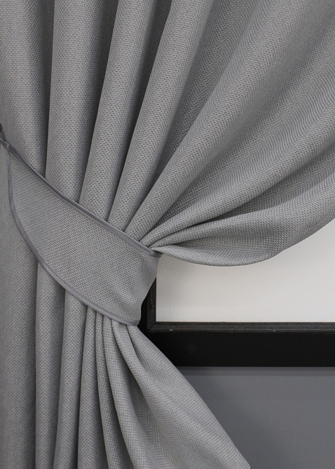 Комплект коротких штор VR-Textil Льон-блекаут № 1397ш Сірий 130х170см 2 шт (35-0166) Київ - фото 3