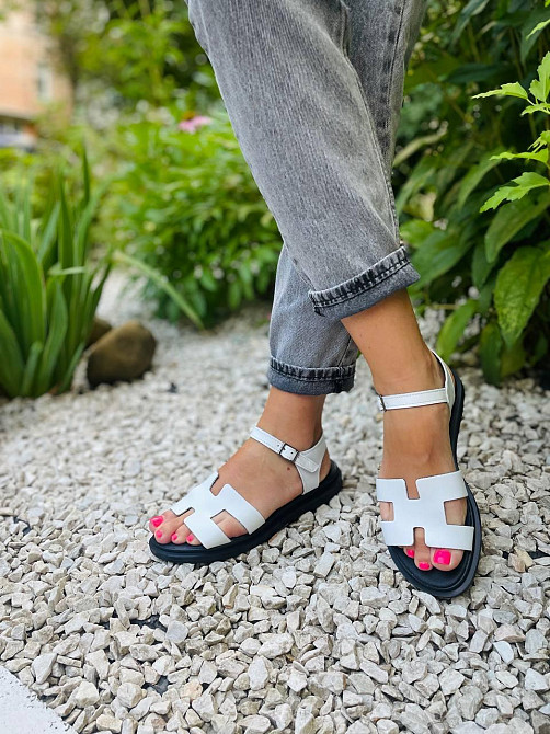 Mermaid Босоніжки жіночі білі Mermaid 514 літні з натуральної шкіри / Шкіряні босоніжки на низь Коломыя - изображение 5