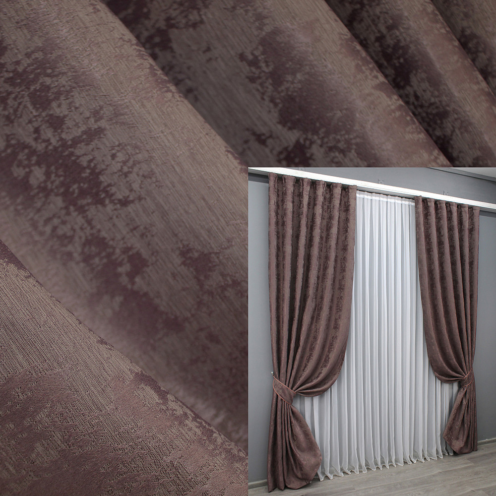Комплект готовых штор VR-Textil Жаккард Sultan XO № 1681ш Бурый 300х265 см 2 шт (99-024) Киев - изображение 1