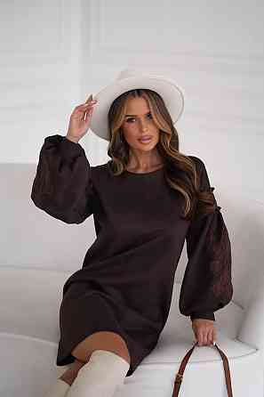 Женское замшевое платье с вышивкой 50-52, Шоколад Одеса