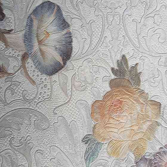 Шпалери метрові вінілові на флізелін Yuanlong Samsara квіти троянди, півонії блакитний рожевий червоний на Київ