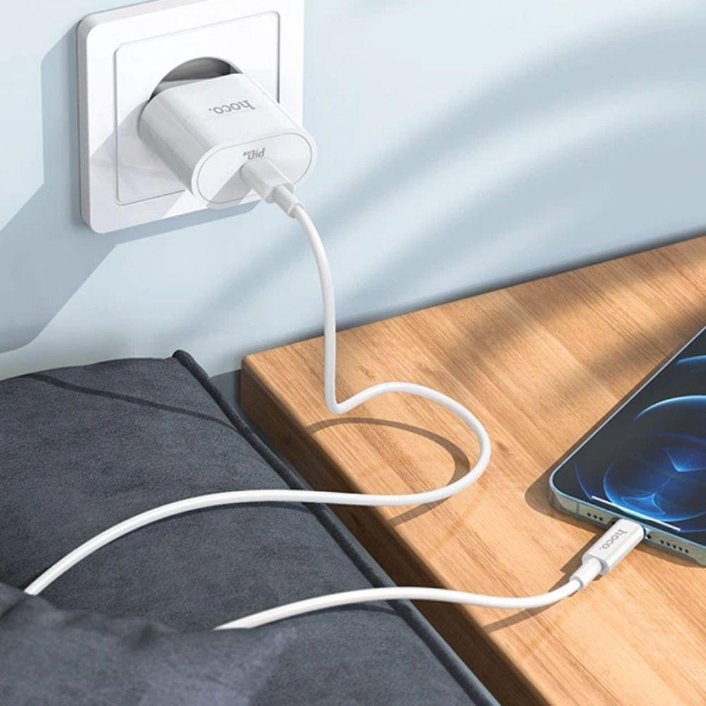 Мережевий зарядний пристрій з кабелем HOCO C94A Metro single port PD20W charger set(Type-C to Type-C) White Одеса - фото 8