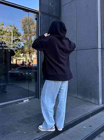 Жіноча тепла кофта оверсайз із капюшоном на блискавці турецький фліс Чорний, 46/48 Одеса