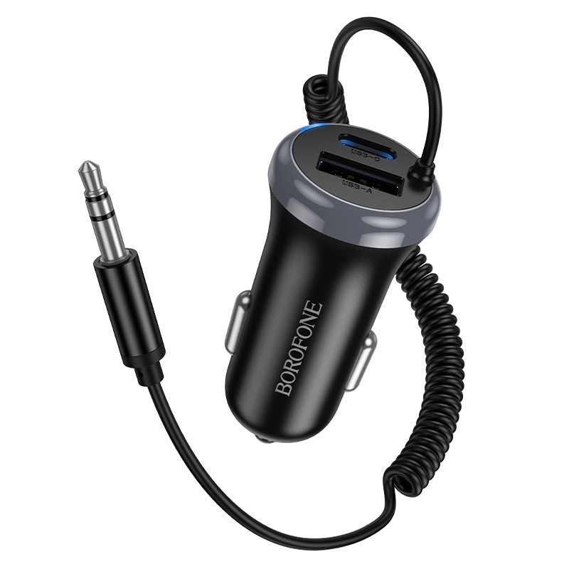 Bluetooth-ресивер BOROFONE BC64 Contento dual-port car BT receiver with built-in cable Black Одесса - изображение 1