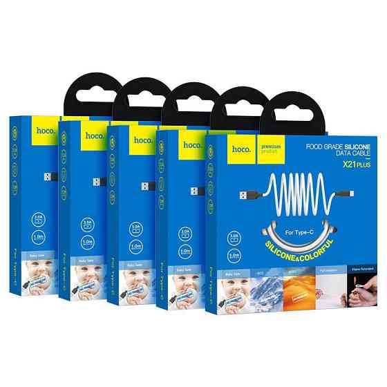 Кабель HOCO X21 Plus USB to Type-C 3A, 1m, silicone, silicone connectors, Black+White Київ