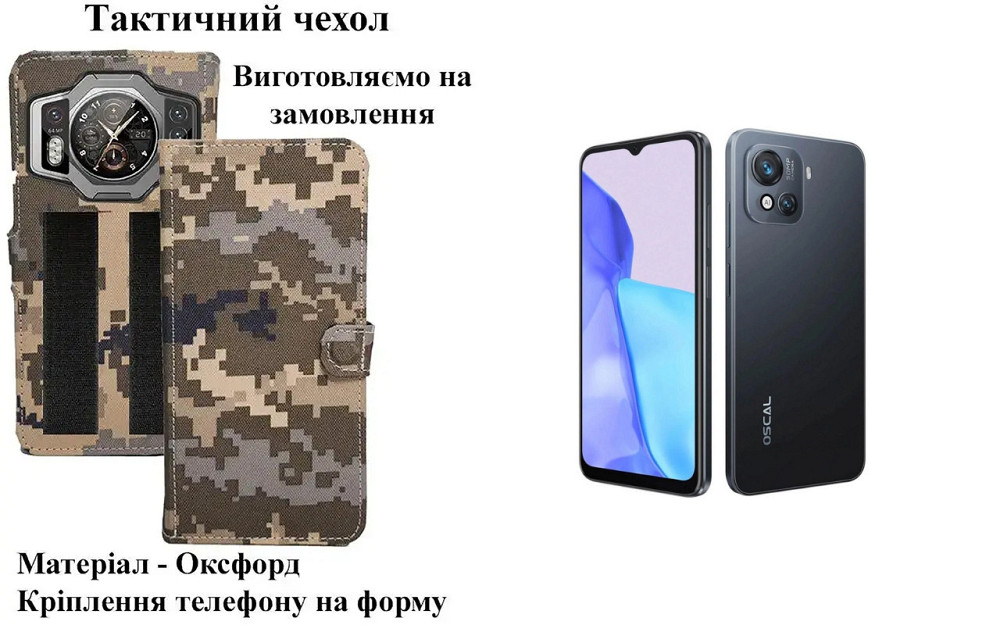 Тактичний чохол для Blackview Color 6, кріпиться до спорядження на липучці Київ - фото 1