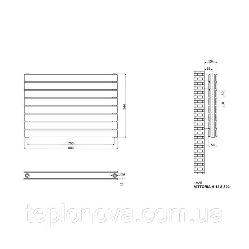Дизайнерский радиатор 544/800 (мм) антрацит IDEALE VITTORIA H 12 8/544/800 Черновцы - изображение 3