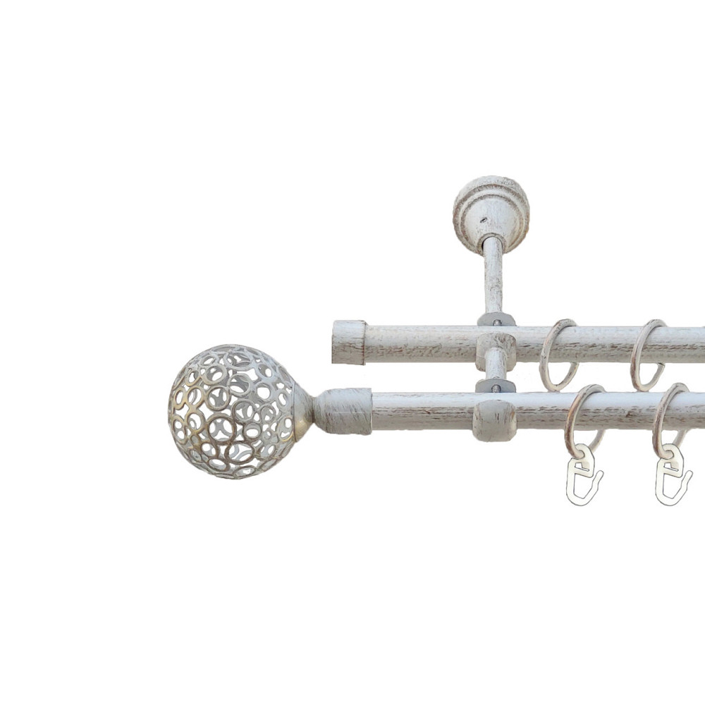 Карниз Orvit Савона металевий дворядний відкритий Біле Золото 16\16 мм 240 см (5484092) Львів - фото 1